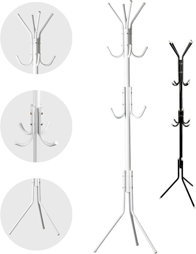 Cabideiro de Pé de Metal 12 ganchos Branco