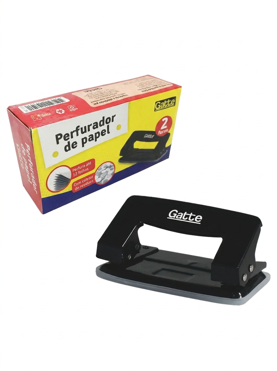 Perfurador de Papel Gatte 2 Furos