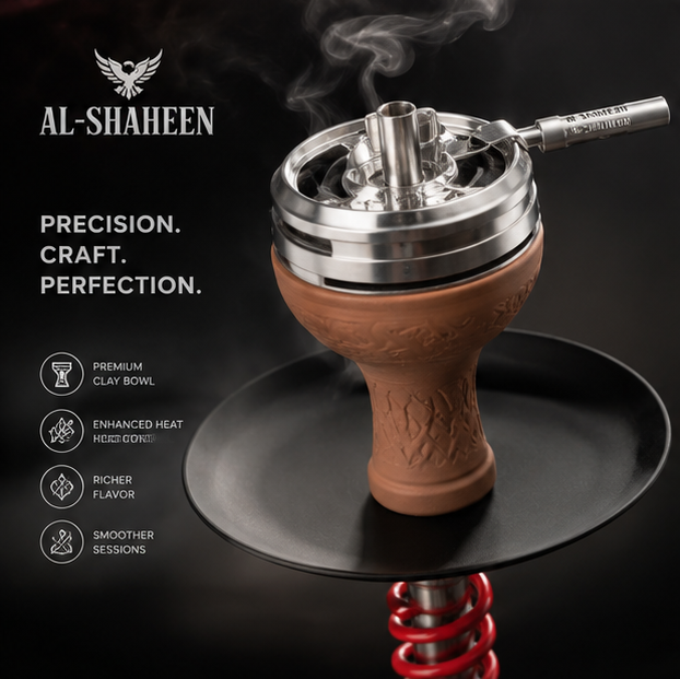 Al-Shaheen Premium Spiral Stainless Steel Hookah – Luxury Shisha with Crystal Glass Base