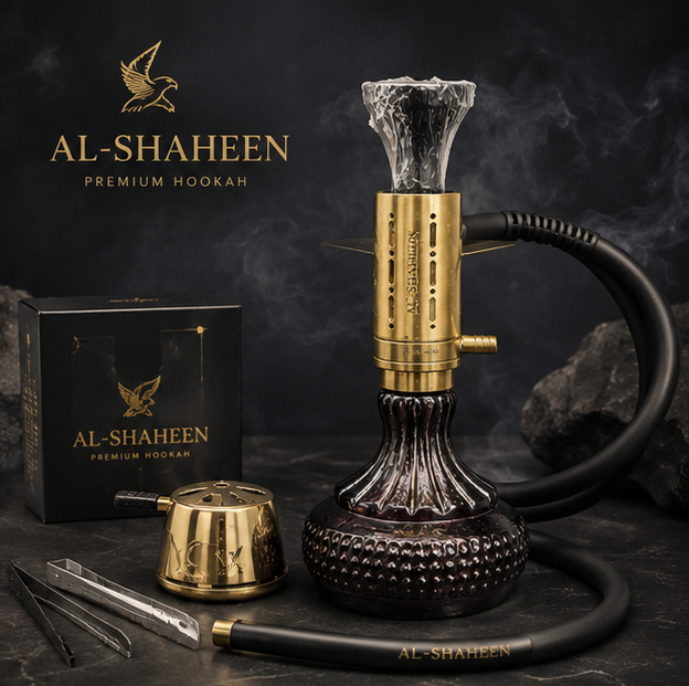 AL-SHAHEEN Premium Mini Hookah – Gold Brass Edition