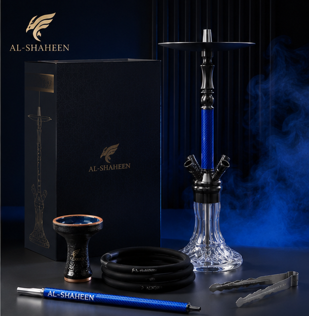 Premium Blue Carbon Fiber Hookah – Luxury Stainless Steel Shisha
