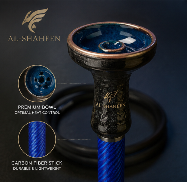 Premium Blue Carbon Fiber Hookah – Luxury Stainless Steel Shisha