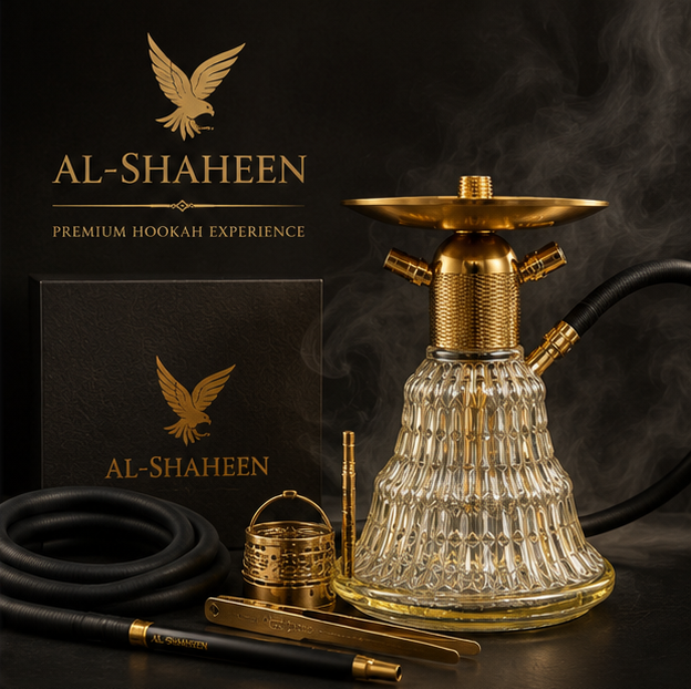 AL-SHAHEEN Premium Hookah – Crystal Glass Gold Edition