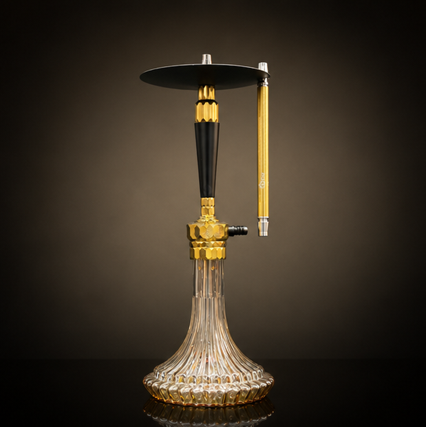 Al-Shaheen Luxury Gold Hookah – Premium Aluminum Shisha with Crystal Glass Base