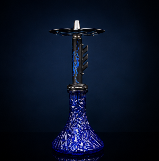 EL Bomber Premium Hookah – Blue Crystal Glass & Stainless Steel Luxury Shisha