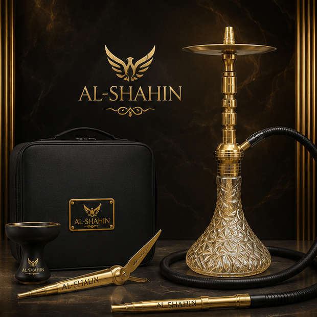 Al-Shaheen Luxury Gold Hookah – Premium Crystal Glass Shisha