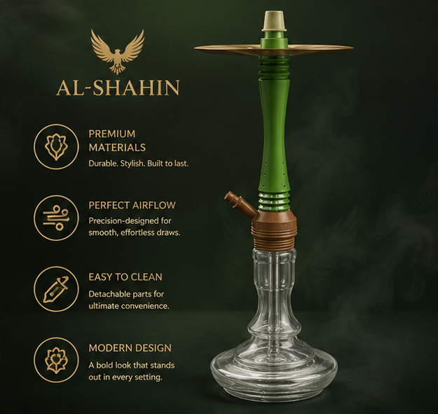 AL-SHAHIN Premium Hookah (Green & Gold Edition)