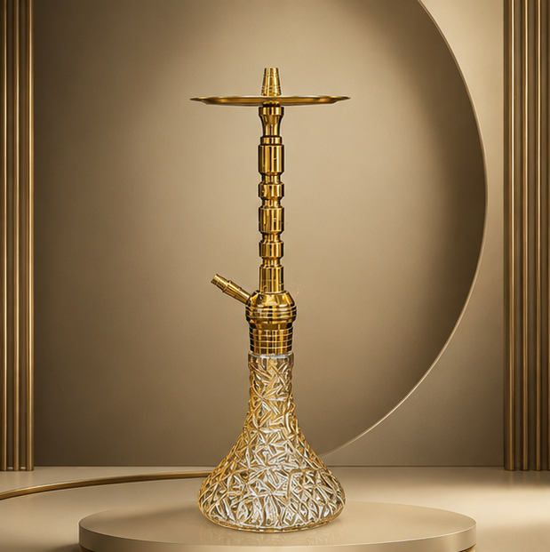 Al-Shaheen Luxury Gold Hookah – Premium Crystal Glass Shisha