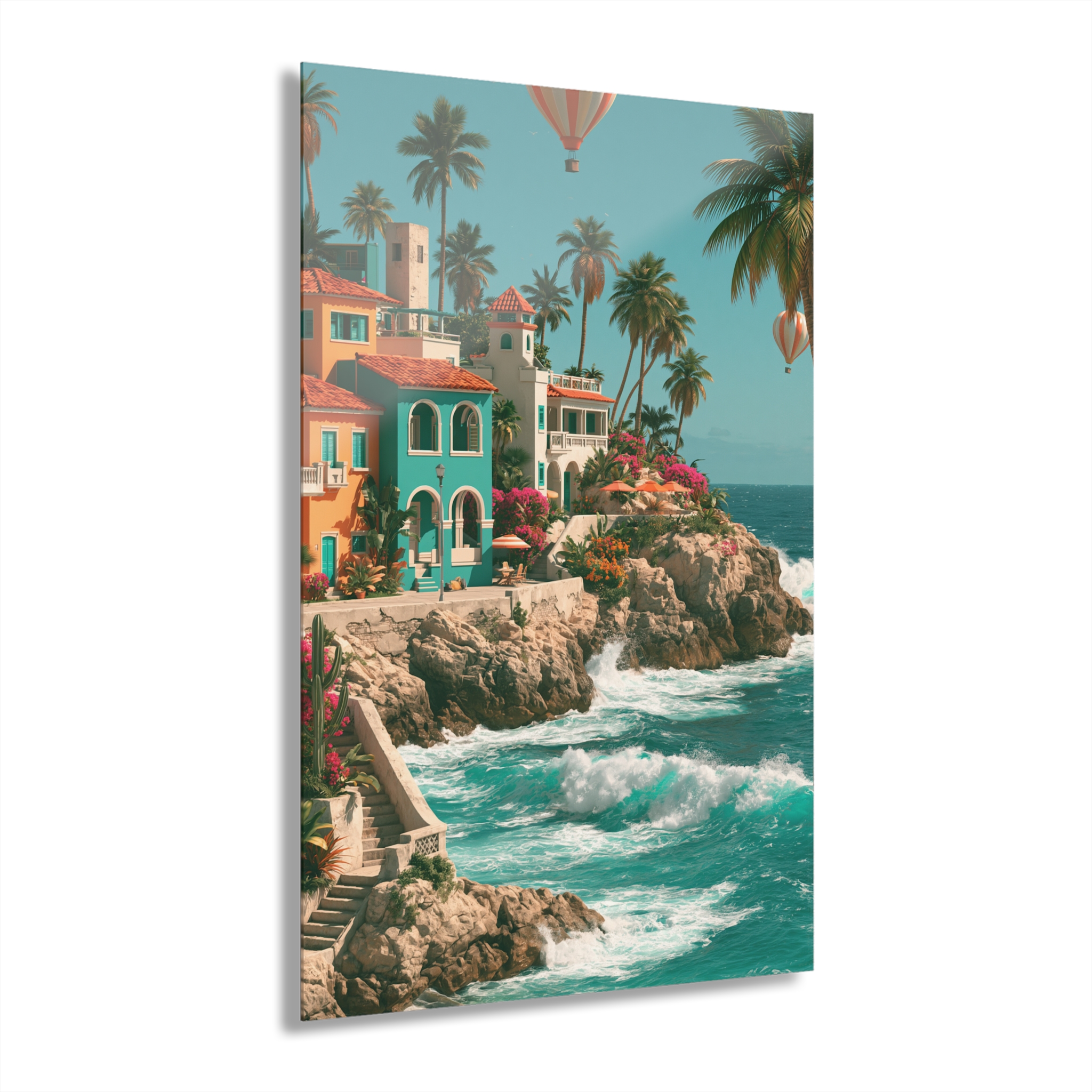 Coastal Village Seaside Cliff Acrylic Print