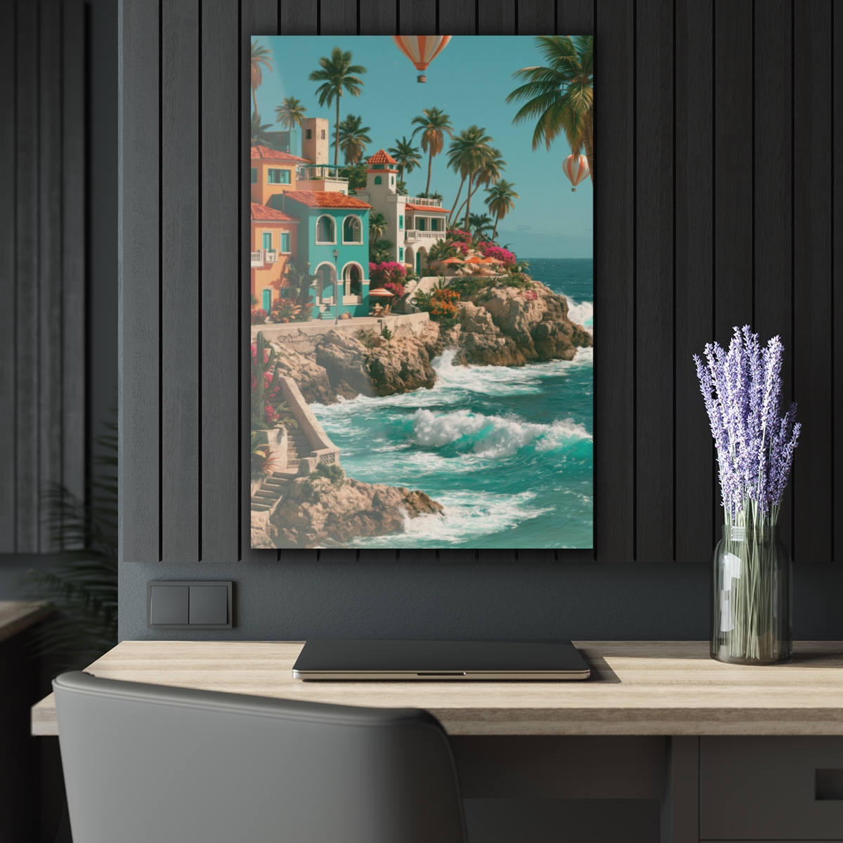 Coastal Village Seaside Cliff Acrylic Print
