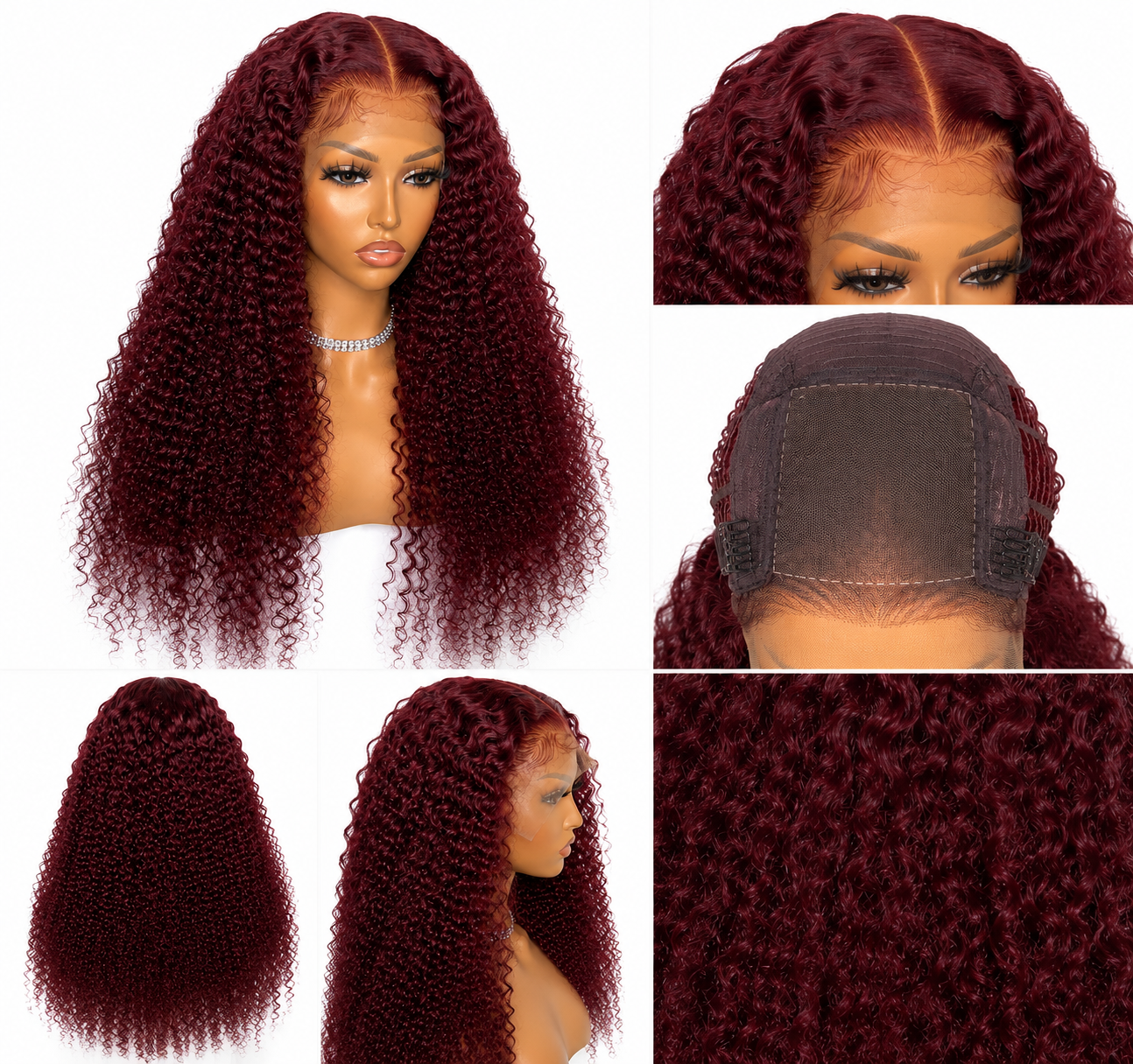 5x5 Closure HD Closure 99J Burgundy Curly Human Hair Wig