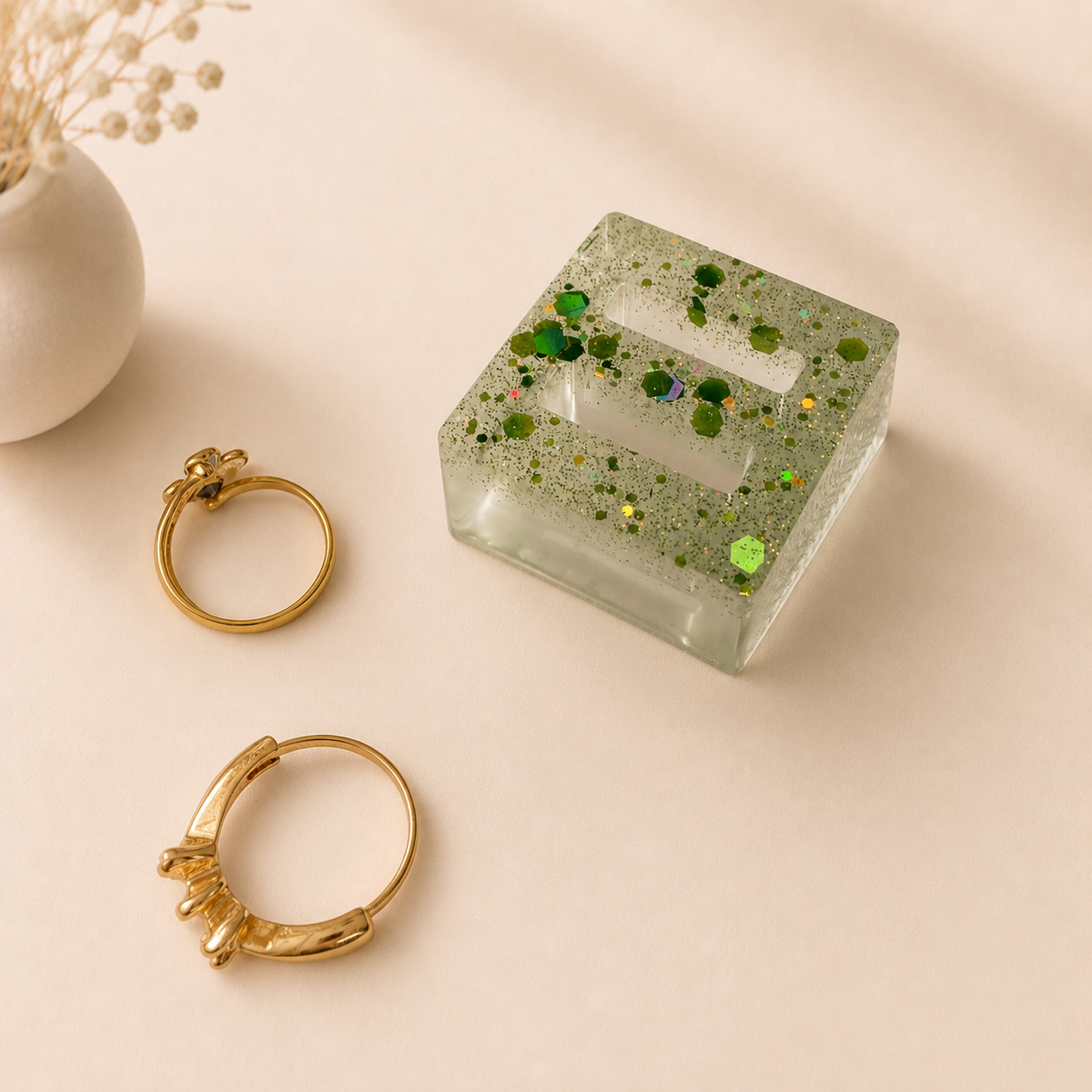 Ringhouder Vierkant - Glitter Groen 