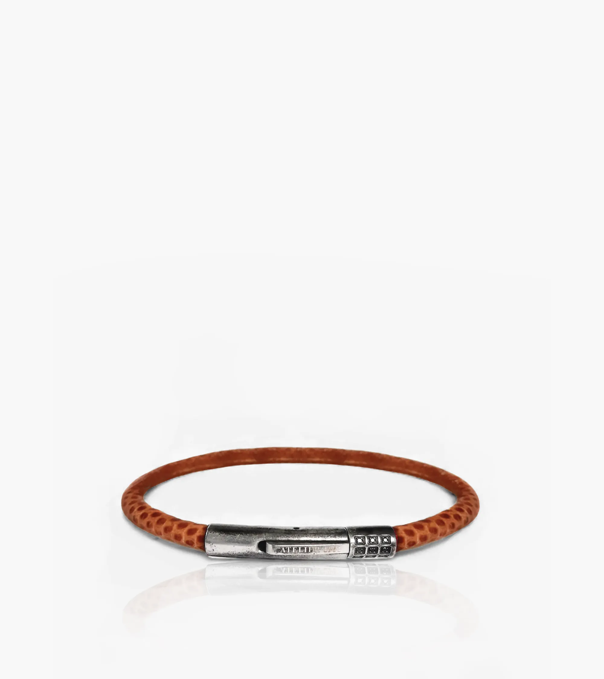 Mokkabraunes Lederarmband mit patinierter Stahlschliesse (096)