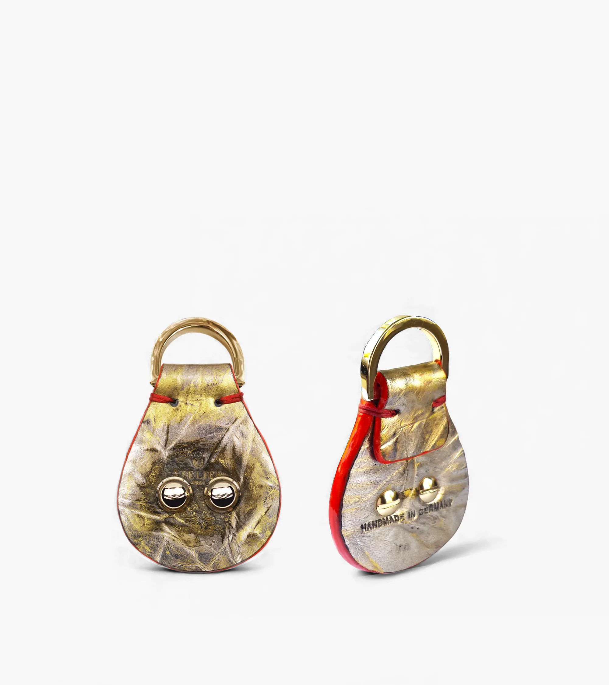 Handbemalter Gold Metallic Leder Schlüsselanhänger (062)