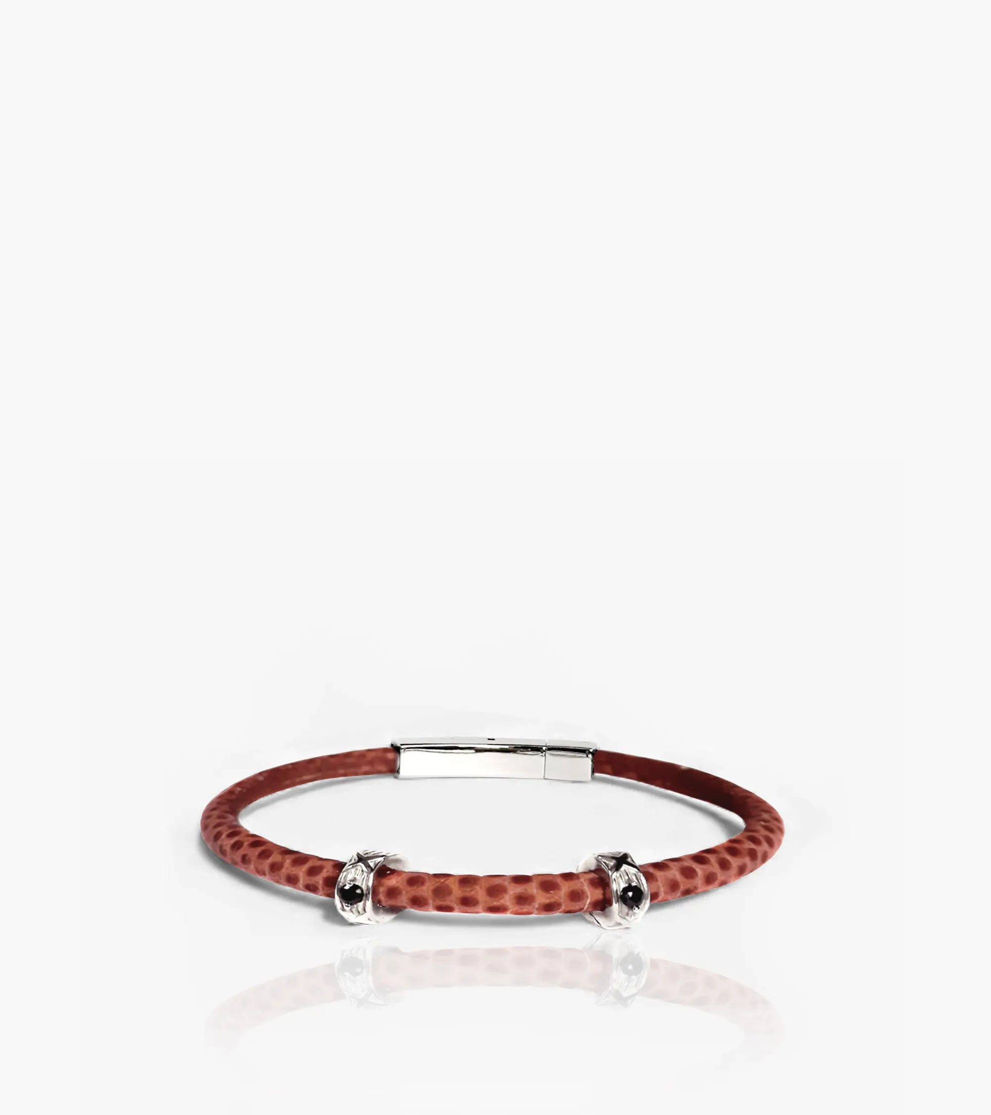 Mokkabraunes Lederarmband mit Silberakzente (m87)