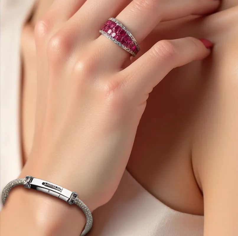 Armband aus Rochenleder Tudor Grau (024) 