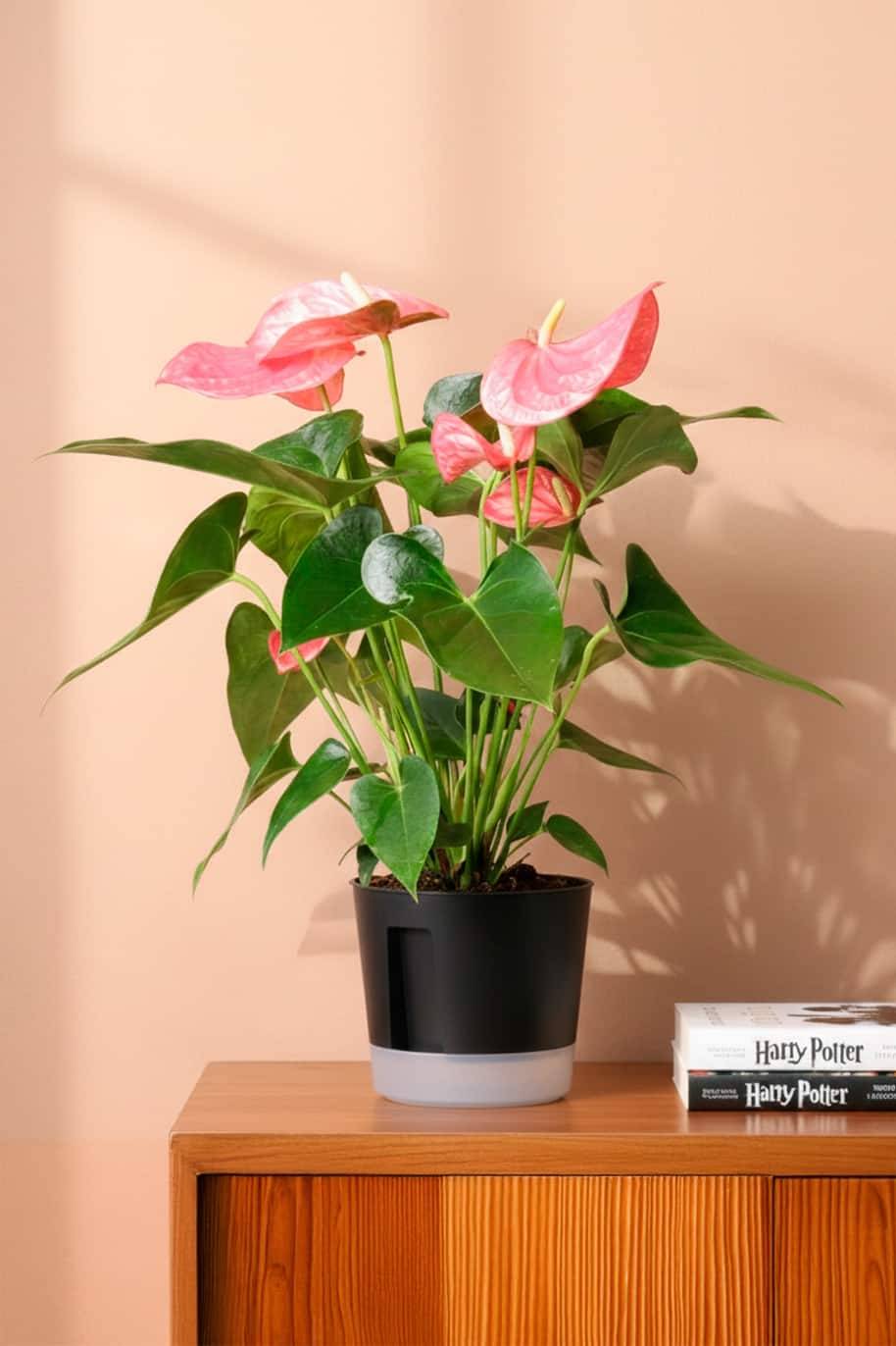 Premium Pink Anthurium (Flamingo Flower) in Self-Watering Pot