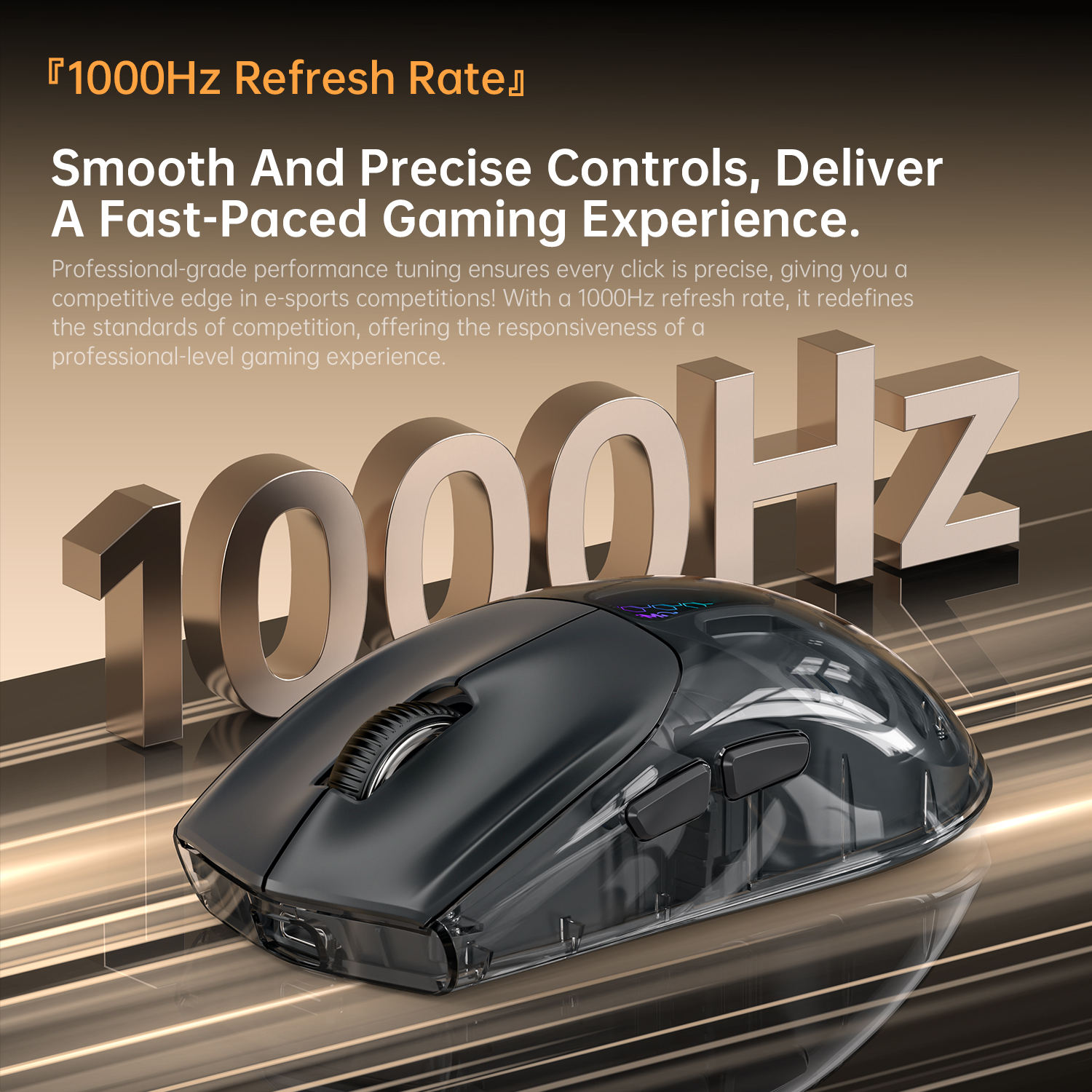 2.4GHz Three-mode Wireless Transparent 4800DPI Gaming Mouse 400mAh Rechargeable Gaming Mouse