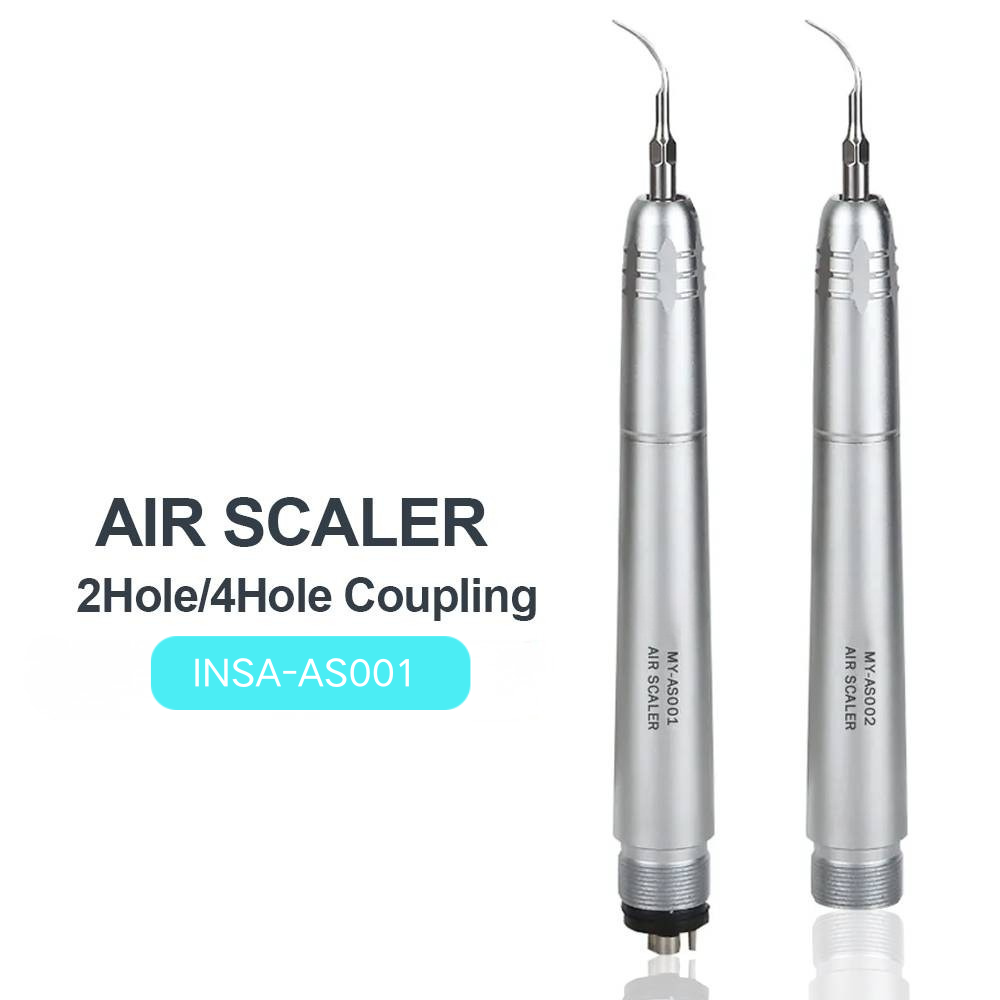 INSA-AS001 Dental Air Scaler Handpiece, 2 Hole & 4 Hole Pneumatic Air Scaler, Autoclavable Dental Teeth Cleaning Handpiece with G1/G2/G3 Scaler Tips