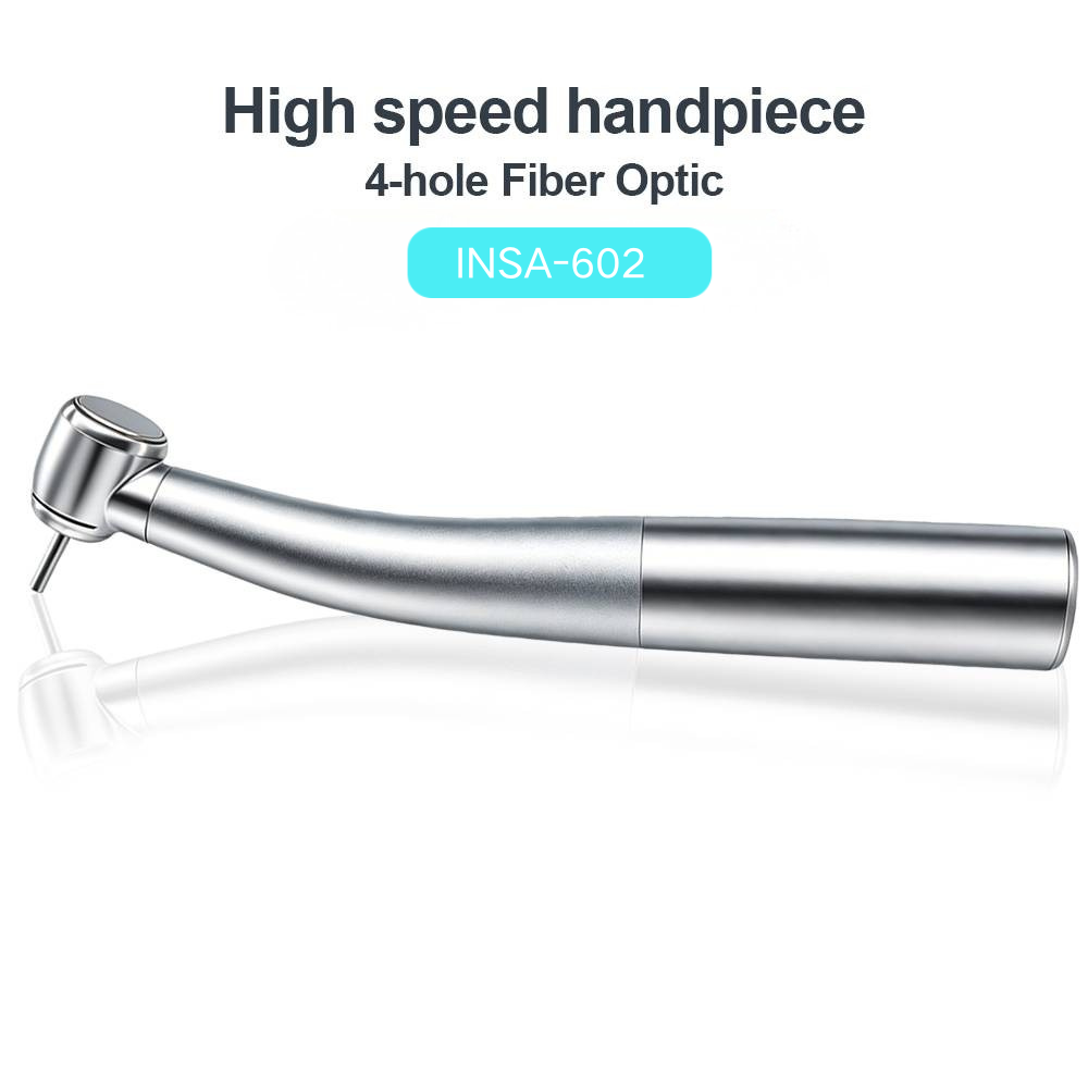 INSADENTAL INSA-602 Notch Head 4 Spray Fiber Optic Dental High Speed Handpiece, 4-Hole Push Button Turbine Handpiece with Ceramic Bearing