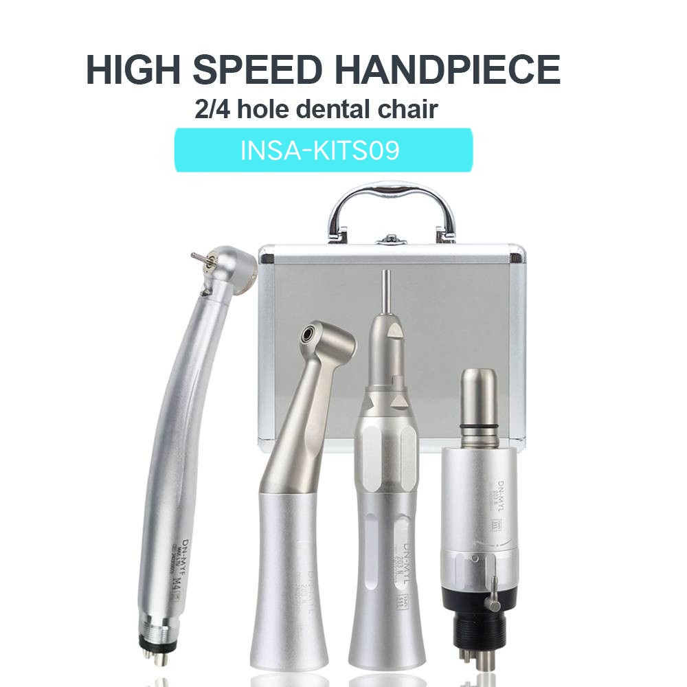 INSA FX Low Speed Dental Handpiece Kit, Push Button Contra Angle + Straight Handpiece + Air Motor 1:1 Autoclavable