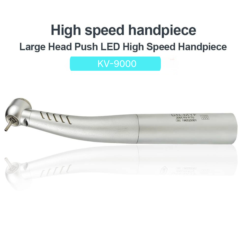  INSADENTAL KV-9000 Large Torque Head Fiber Optic Dental High Speed Handpiece, Push Button 4-Water Spray Turbine Handpiece Compatible with 2/4/6 Hole KV Quick Coupler, 360000 RPM Ceramic Bearing Autoclavable Handpiece
