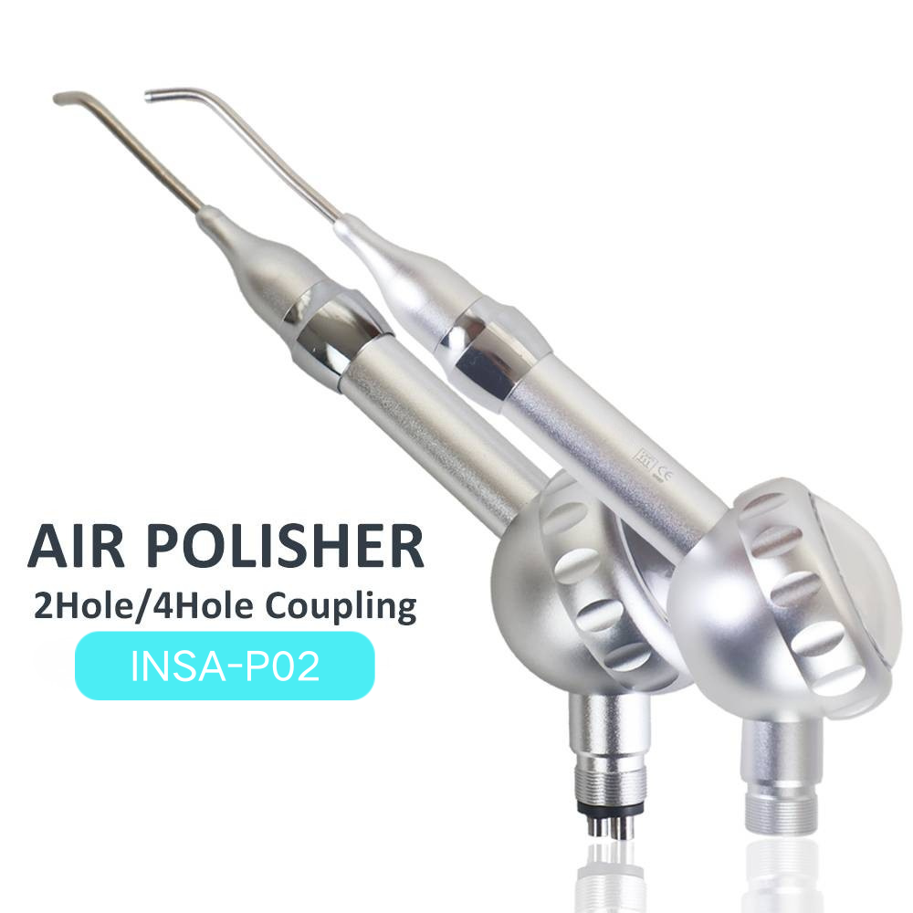 INSA-P02 Dental Air Prophy Jet Aluminum Air Polisher, 2 Hole & 4 Hole Optional Detachable 360° Rotatable Nozzle for Teeth Cleaning & Polishing