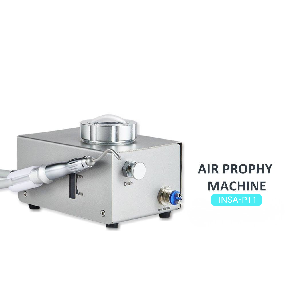 INSA Tabletop Dental Air Prophy Machine, Portable Desktop Air Water Sandblasting Unit, 2 Hole & 4 Hole Universal Connection, Detachable Autoclavable Handpiece for Teeth Stain & Tartar Removal
