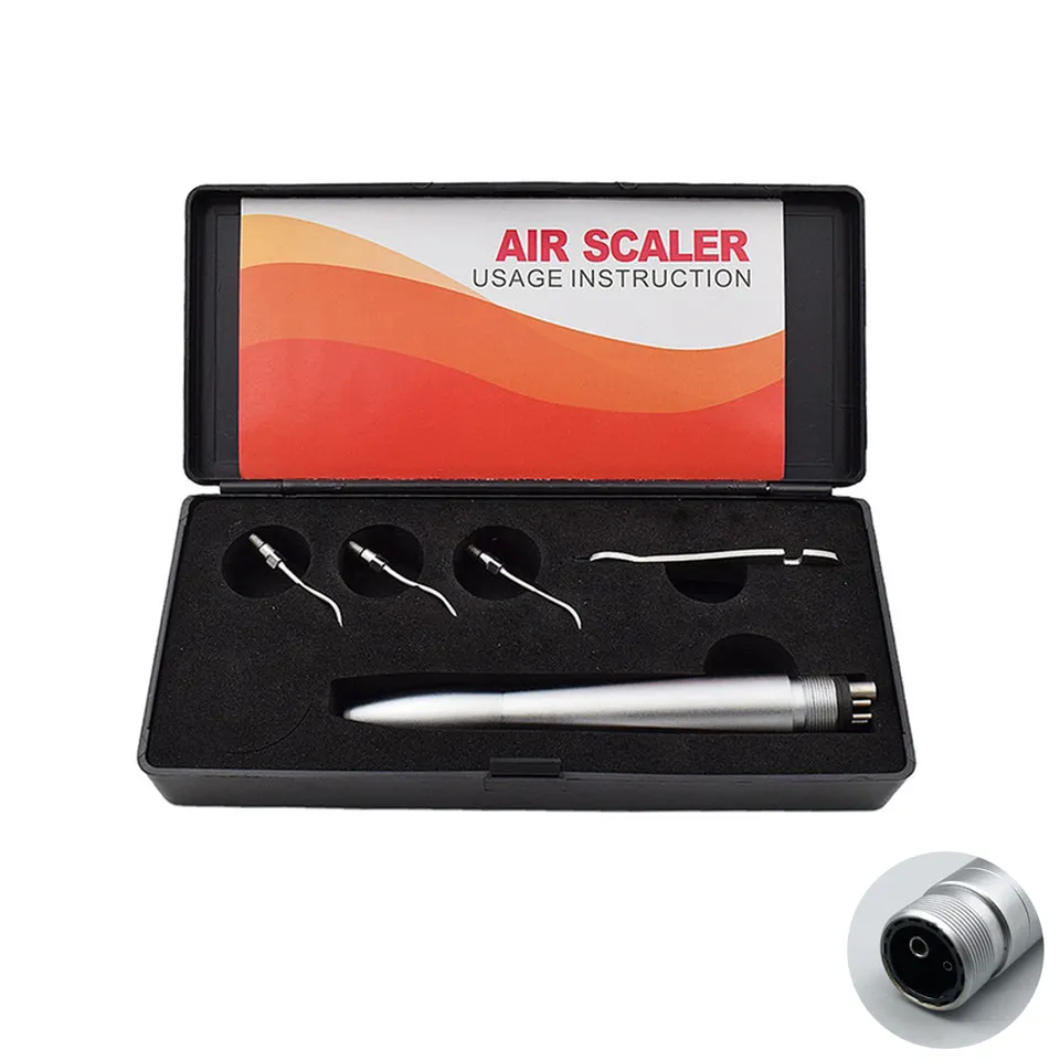 INSA-AS002 Dental Air Scaler Handpiece, 2 Hole & 4 Hole Pneumatic Air Scaler, Autoclavable with GK1/GK2/GK3 Scaling Tips & Endodontic Plastic Tips