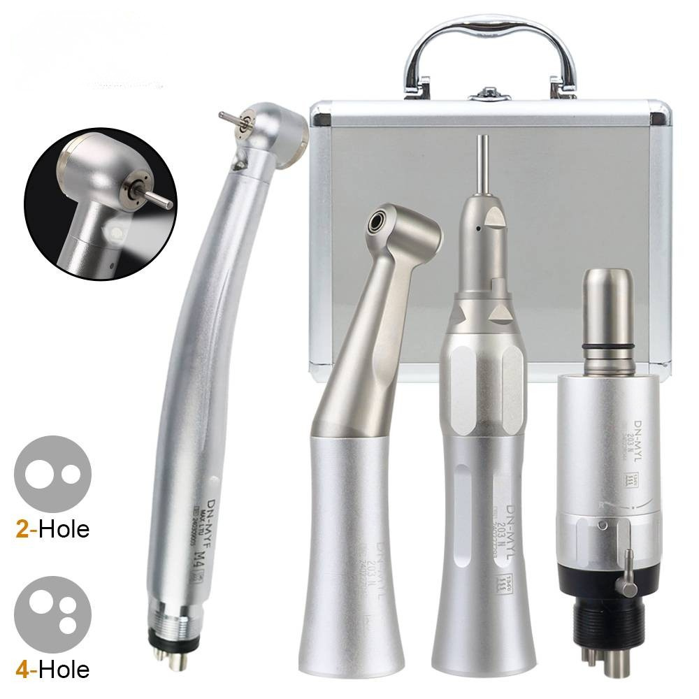 INSA FX Low Speed Dental Handpiece Kit, Push Button Contra Angle + Straight Handpiece + Air Motor 1:1 Autoclavable
