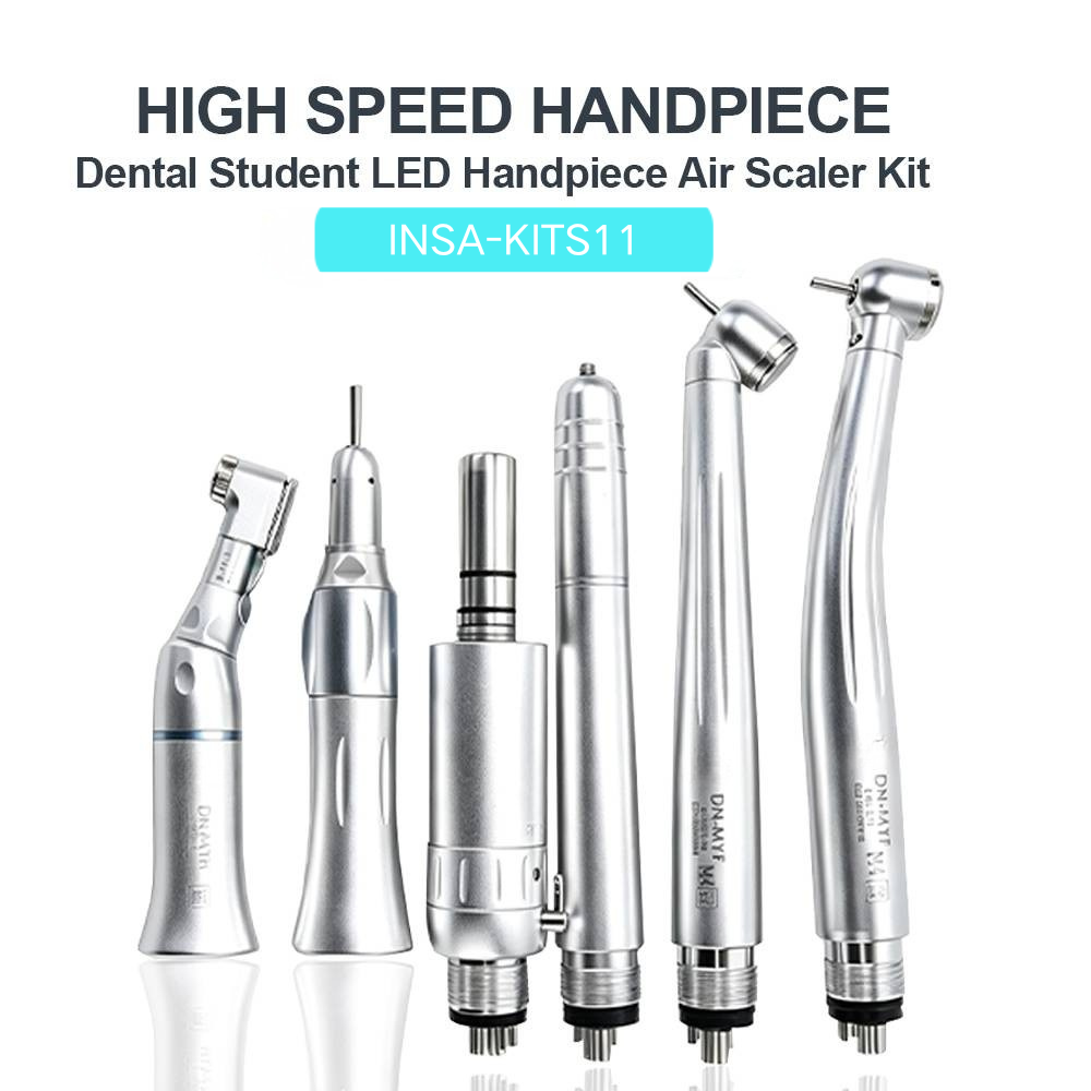 INSA Dental Student Handpiece Kit LED High Speed EX203C + PANAMAX Low Speed + AS2000 Air Scaler Set, 4 Hole M4 Dental Handpiece Complete Training Kit