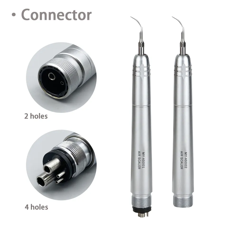 INSA-AS001 Dental Air Scaler Handpiece, 2 Hole & 4 Hole Pneumatic Air Scaler, Autoclavable Dental Teeth Cleaning Handpiece with G1/G2/G3 Scaler Tips