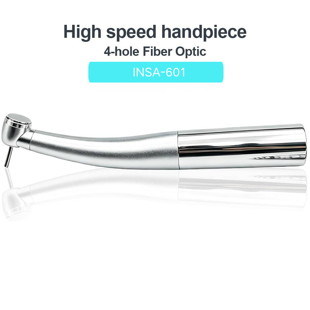INSADENTAL INSA-601 4 Spray Fiber Optic Dental High Speed Handpiece, Torque Head Push Button 4-Hole Autoclavable Turbine Handpiece with Ceramic Bearing