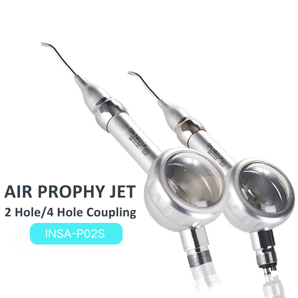 INSA Dental Air Prophy Kit MY-P02S, 2/4 Hole Air Flow Polisher Handpiece with Lemon Prophy Powder, Detachable Nozzle Teeth Sandblasting Set for Clinic Teeth Cleaning