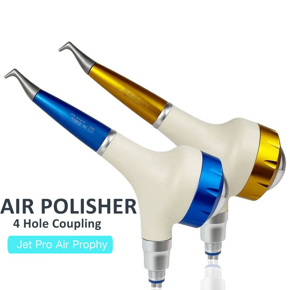 INSA Jet Pro Dental Air Prophy 4 Hole Air Polisher, 360° Rotatable Nozzle Teeth Sandblasting Handpiece for Clinic Teeth Cleaning & Stain Removal