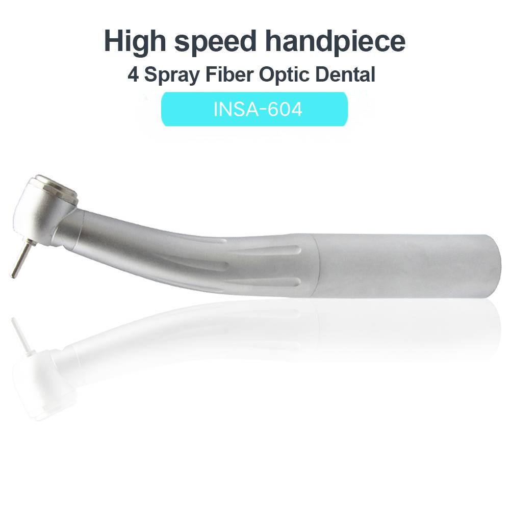 INSADENTAL INSA-604 4 Spray Fiber Optic Dental High Speed Handpiece, Torque Push Button Head Dual 4&6 Hole PTL Quick Coupler Turbine Handpiece with Ceramic Bearing