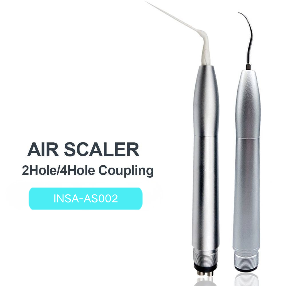 INSA-AS002 Dental Air Scaler Handpiece, 2 Hole & 4 Hole Pneumatic Air Scaler, Autoclavable with GK1/GK2/GK3 Scaling Tips & Endodontic Plastic Tips
