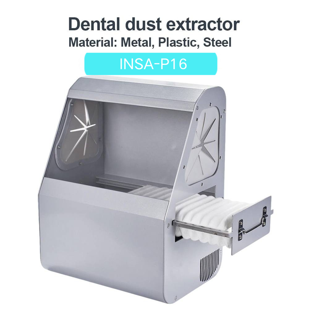 INSA-P16 45W Dental Dust Collector Cabinet, Dental Sandblasting Dust Proof Box, Dental Grinding Polishing Dust Extractor with LED Light CE Certified