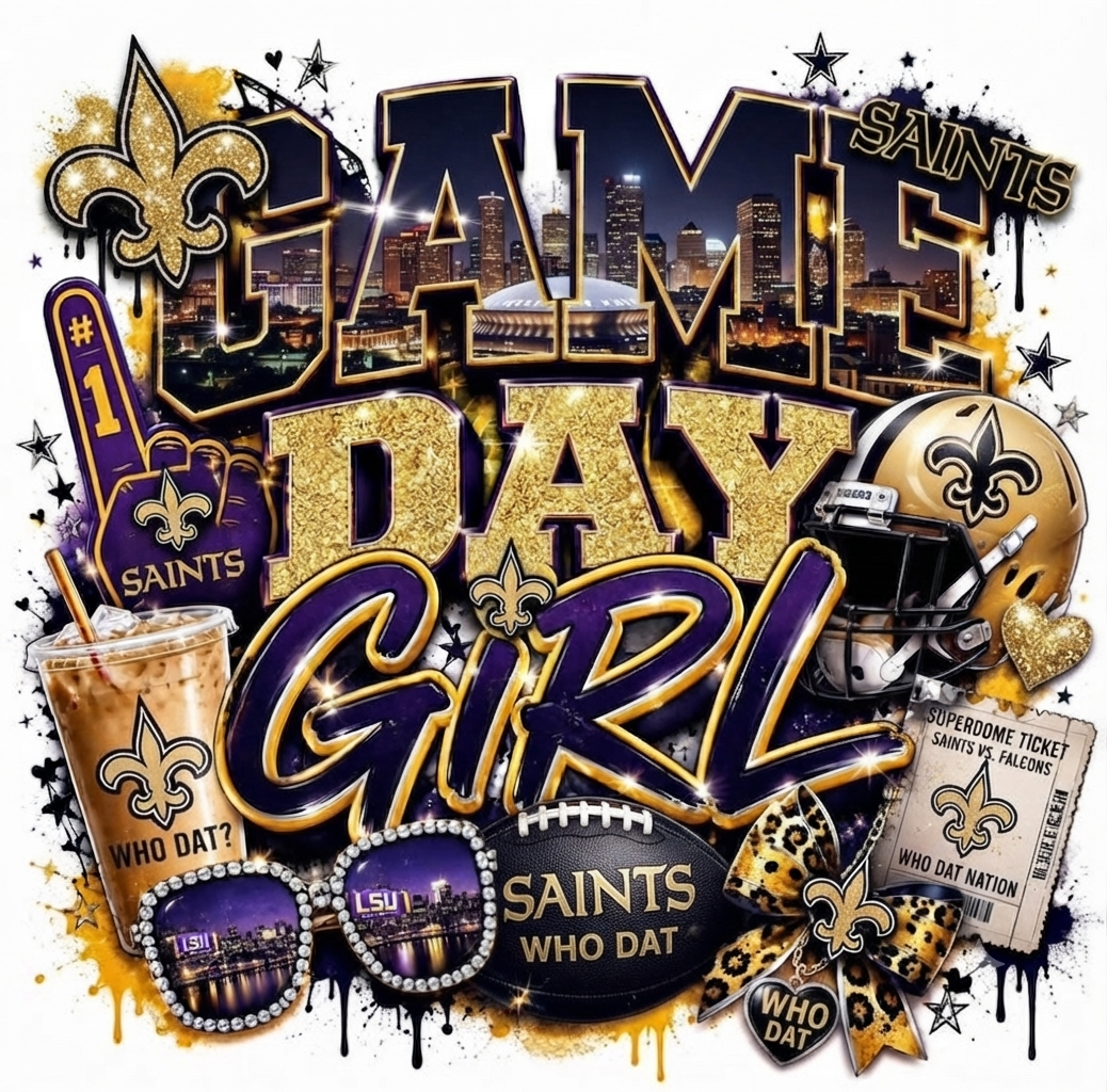 Game Day Girl Saints Fan DTF Print