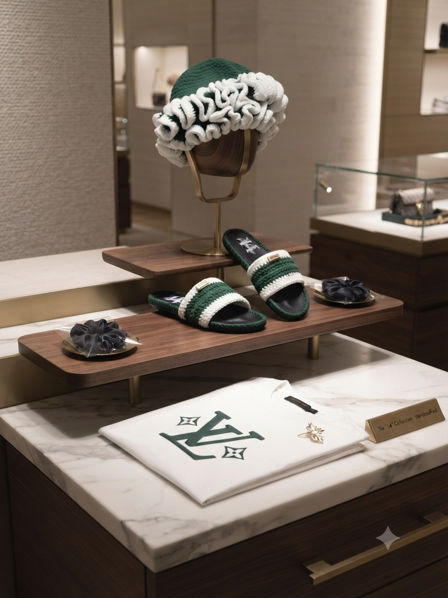 Luxury Green Knit Accessory Set