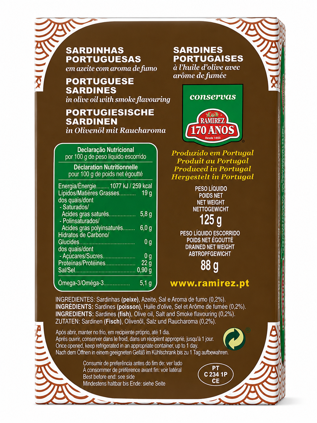 Ramirez sardinės alyvuogių aliejuje su dūmo aromatu