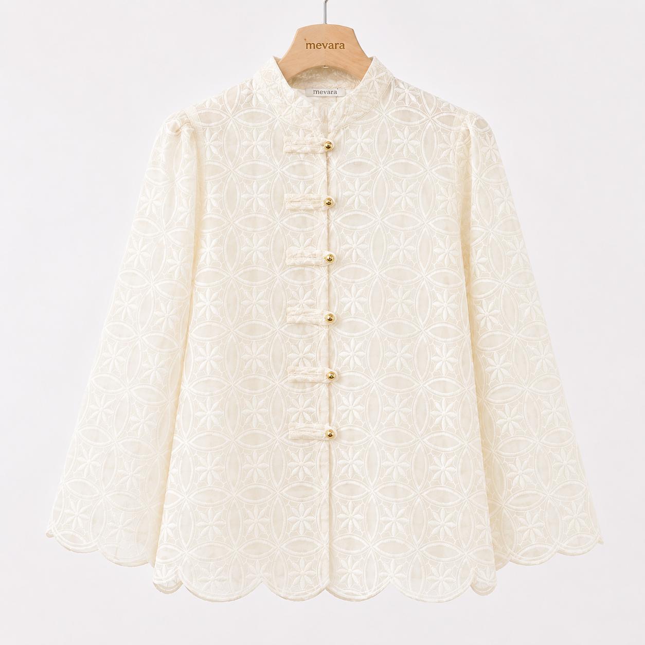 MEVARA - Blouse Tunik Outer Wanita Cantik Organza Bordir Terbaru