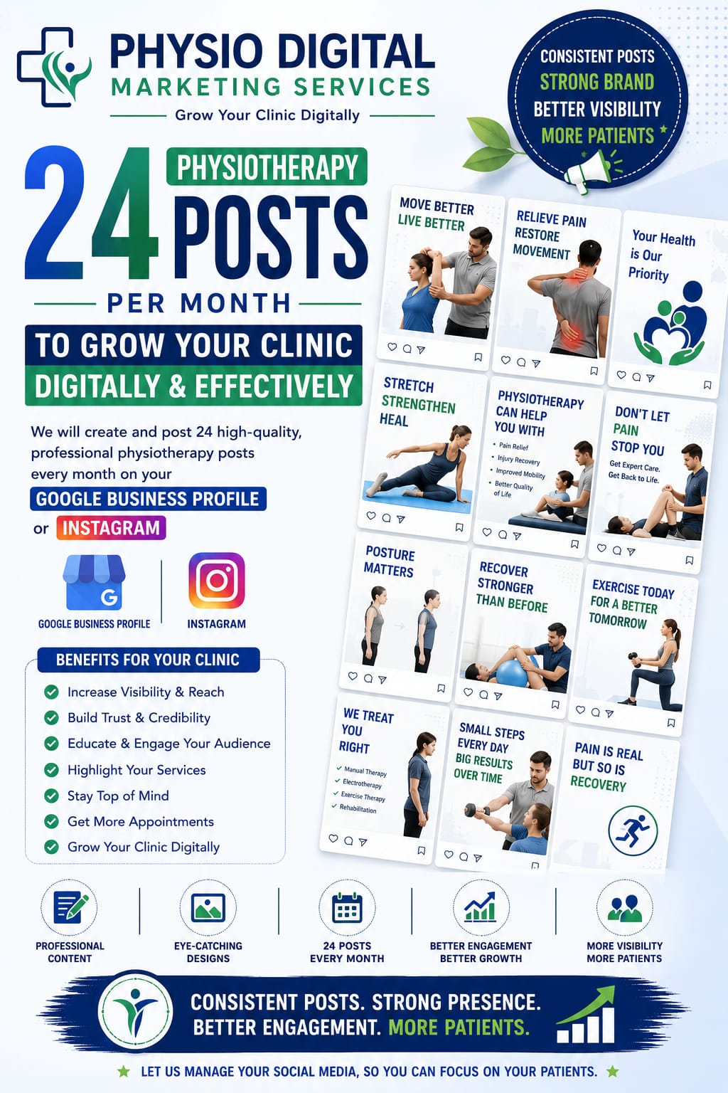 24  PHYSIOTHERAPY POSTER FOR MONTH ( 1 MONTH )  COMBO
