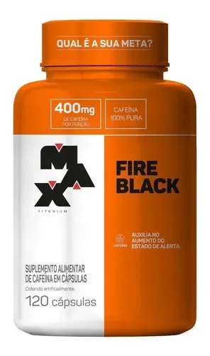 Suplemento em Cápsula Max Titanium Termogênico Cafeína de Fire Black