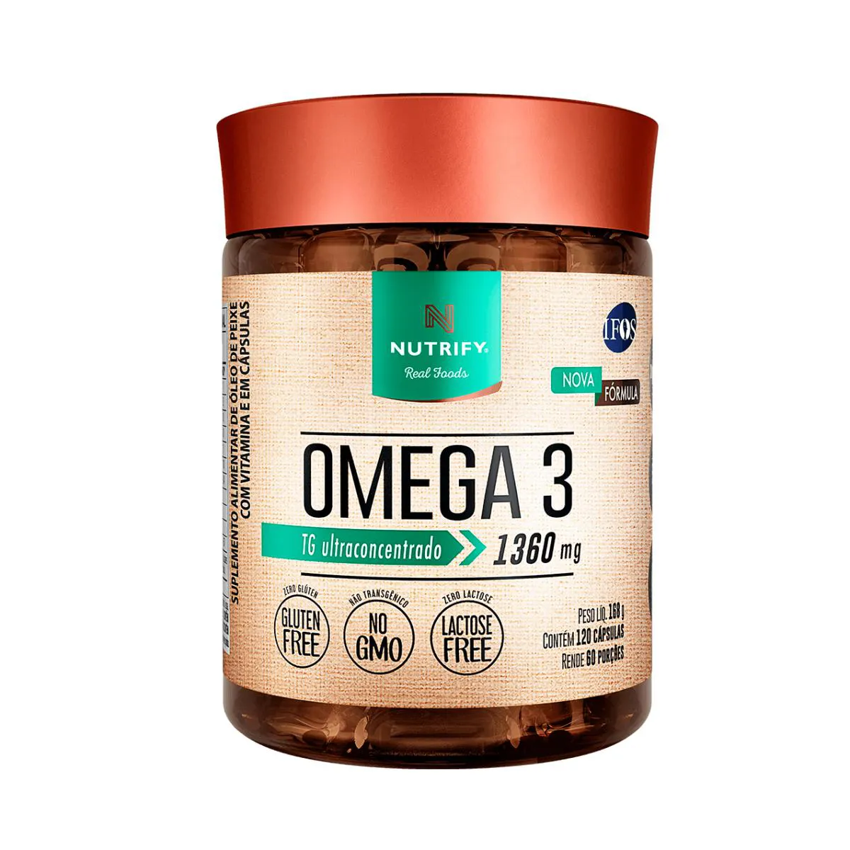 Nutrify Ômega 3 TG Ultraconcentrado 1360mg com Vitamina E – 120 Cápsulas