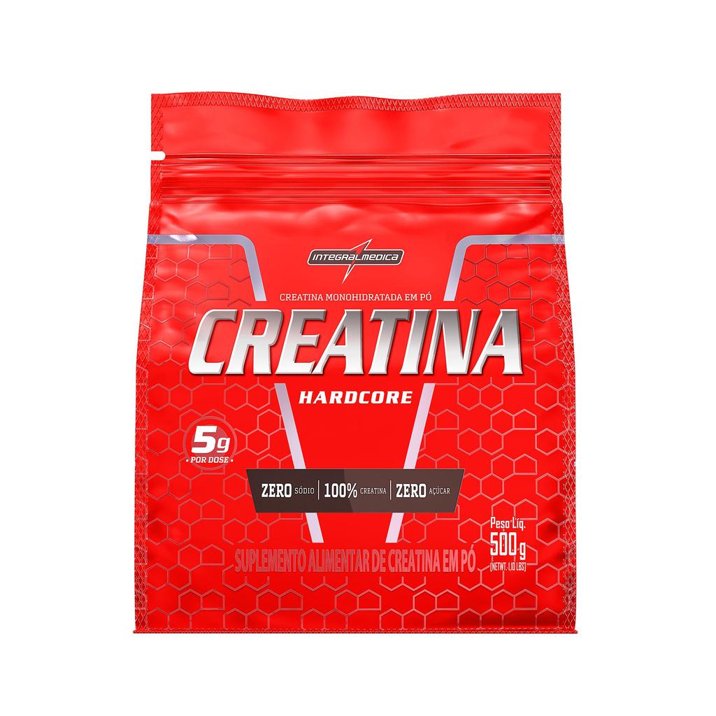 Creatina Hardcore Monohidratada 500g Pó Pouch Integralmédica Sem Sabor