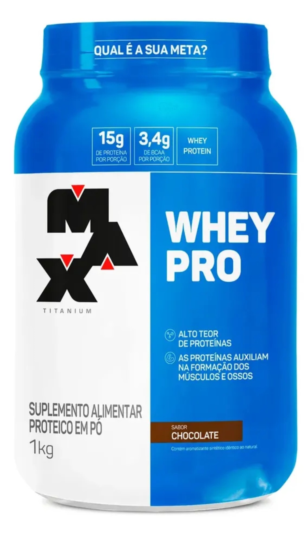 Whey Protein 1kg Whey Pro Max Titanium Sabor Chocolate BCAA e Aminoácidos 