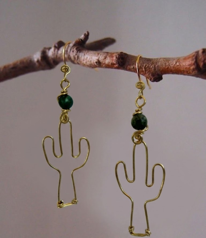 Aretes de cactus alambre