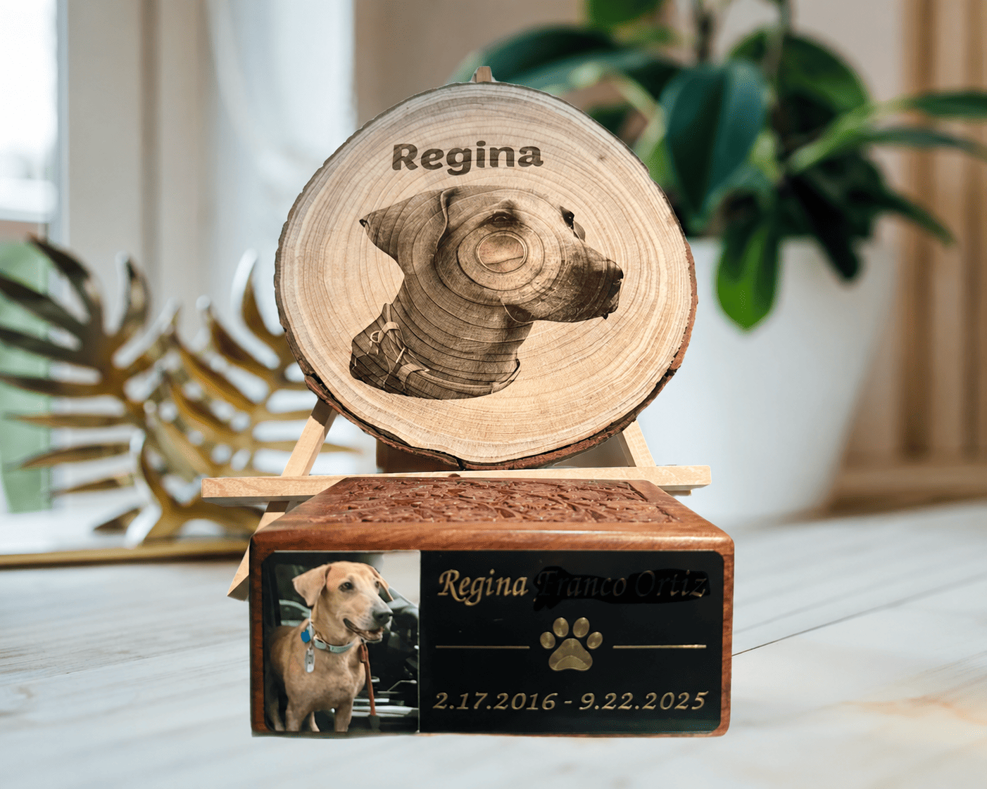 Personalized Pet Memorial Wood Slice | Custom Laser Engraved Photo Plaque