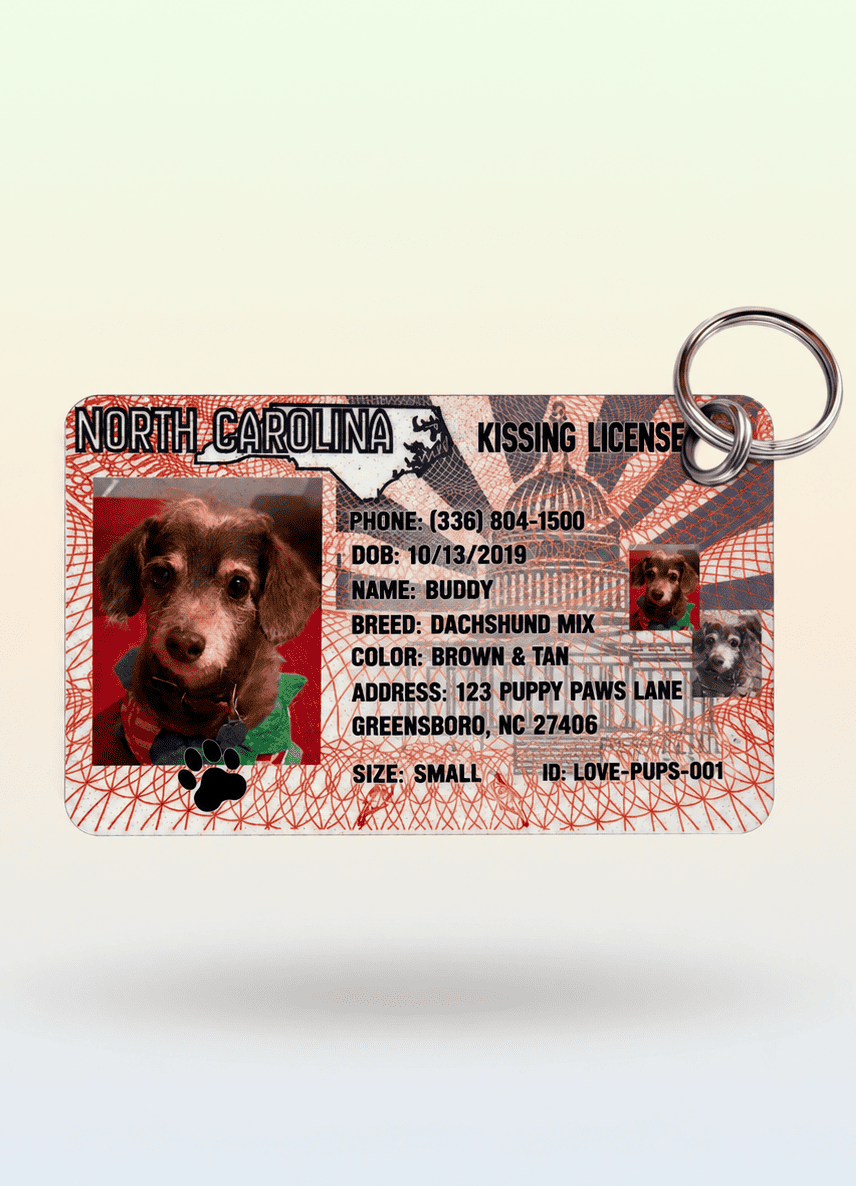 Personalized Dog Kissing License Tag | Custom Pet ID Tag with Photo